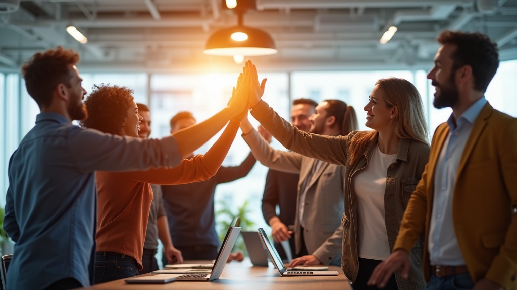 Team feiert erfolgreichen Deploy